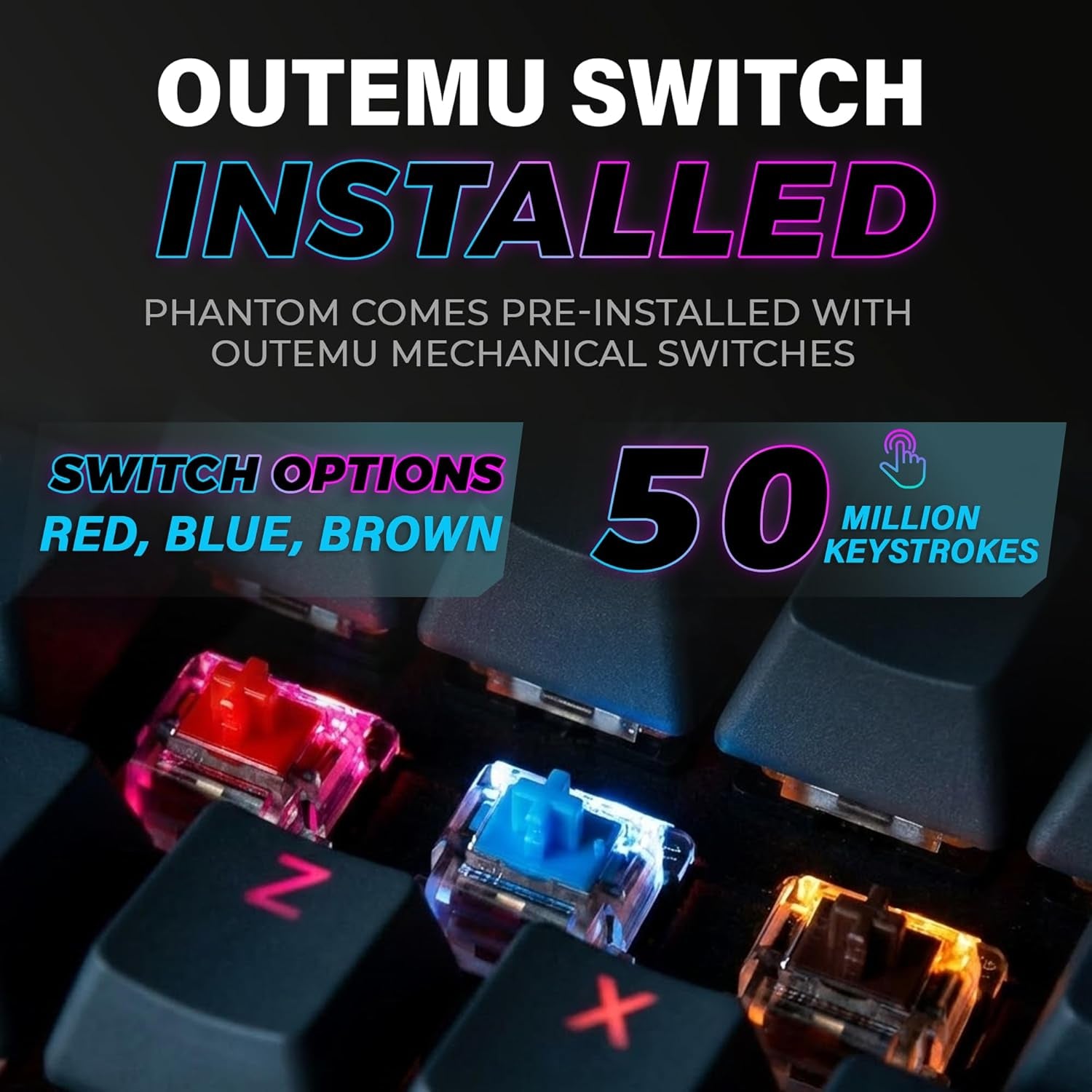 Phantom 87 Key RGB Mechanical Gaming Keyboard | Outemu Red Switch | 16.8M Color LED Lighting | 18 Pre-Set | Low Latency | N-Key Rollover | Software Customizable Keys | Wired USB Connection